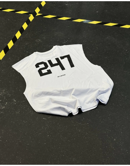 247 Sıfır Kol Oversize Tshirt - Beyaz