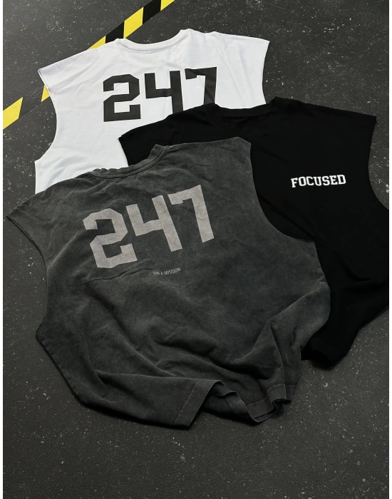 247 Sıfır Kol Oversize Tshirt - Siyah