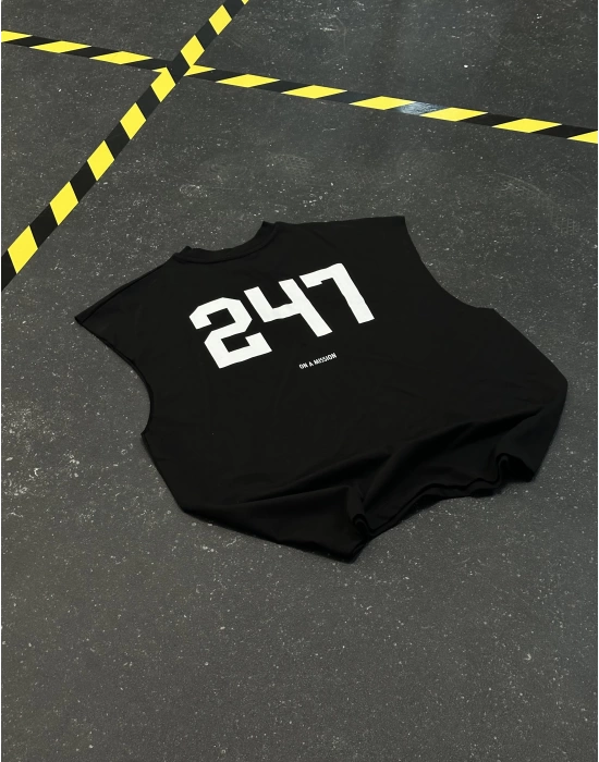 247 Sıfır Kol Oversize Tshirt - Siyah