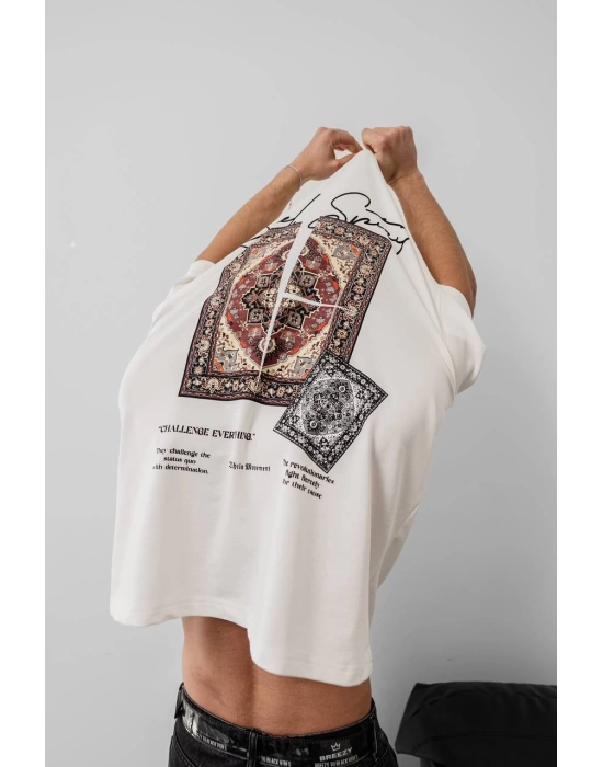 Bandana Sırt Baskı Unisex Tshirt - Beyaz