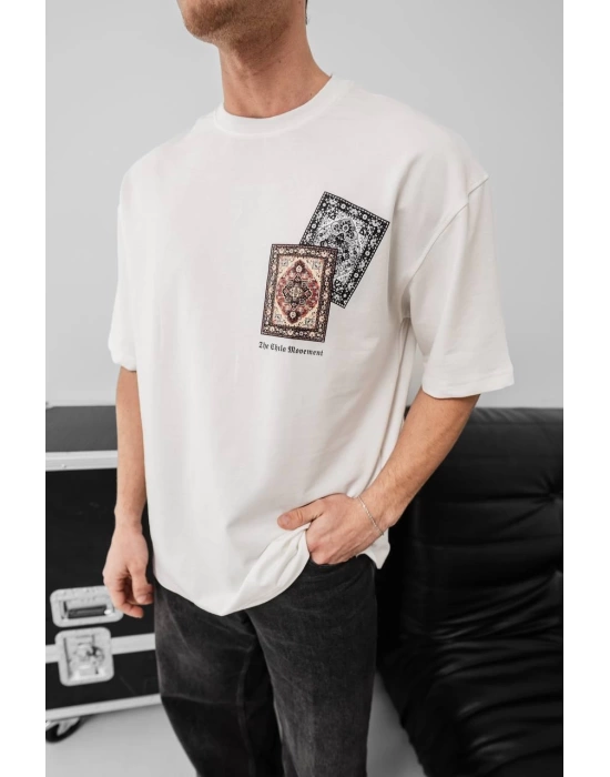 Bandana Sırt Baskı Unisex Tshirt - Beyaz
