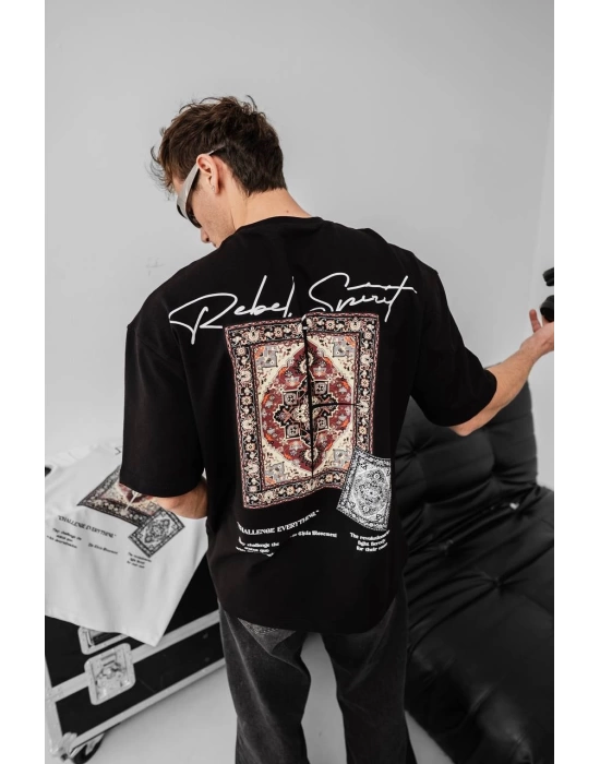 Bandana Sırt Baskı Unisex Tshirt - Siyah