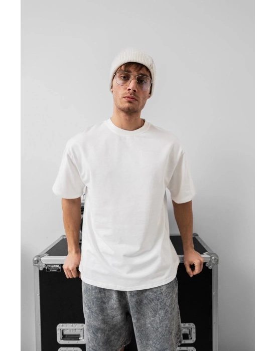 Basic Unisex Oversize Tshirt -  Beyaz