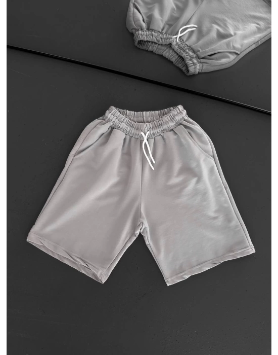 Basic Unisex Şort - Gri