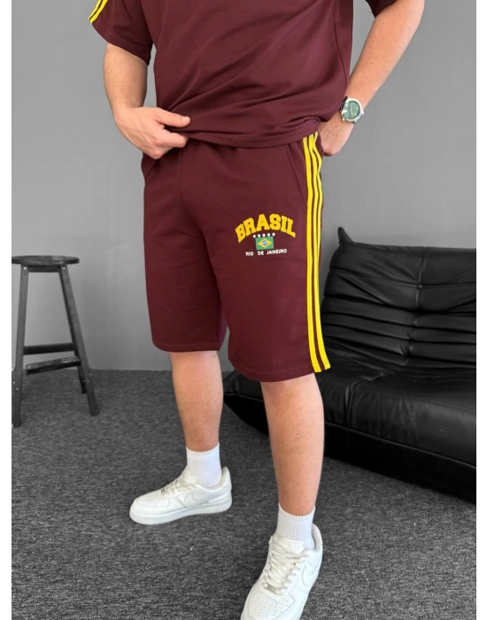 Brasil Unisex Şortlu Takım - Bordo