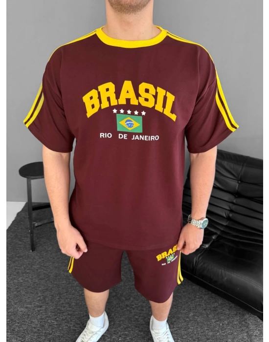 Brasil Unisex Şortlu Takım - Bordo
