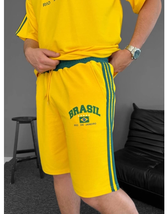 Brasil Unisex Şortlu Takım - Sarı
