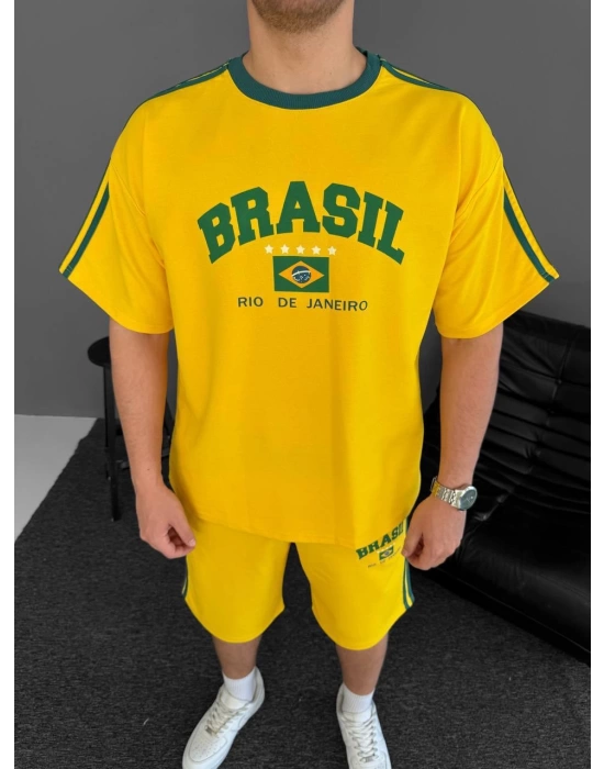Brasil Unisex Şortlu Takım - Sarı