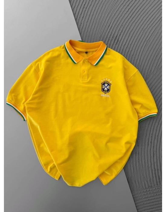 BRSL Biyeli Oversize Unisex Tshirt - Sarı