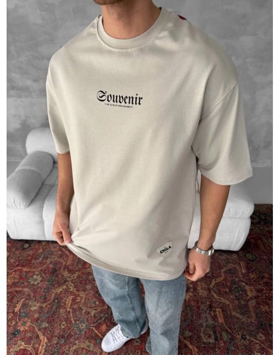 CH Sırt Baskı Unisex Tshirt - Krem
