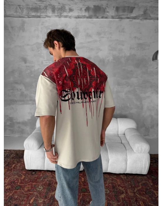 CH Sırt Baskı Unisex Tshirt - Krem