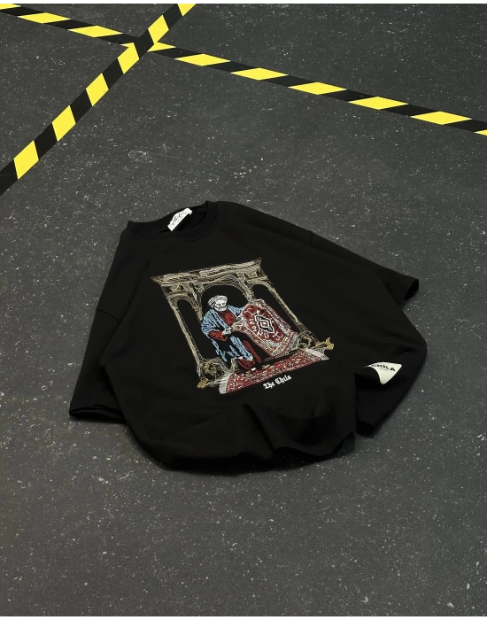CL Ön Baskı Oversize Unisex Tshirt - Siyah