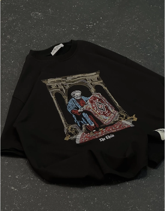 CL Ön Baskı Oversize Unisex Tshirt - Siyah