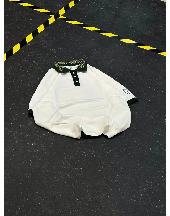 CS Polo Yaka Oversize Unisex Tshirt - Beyaz