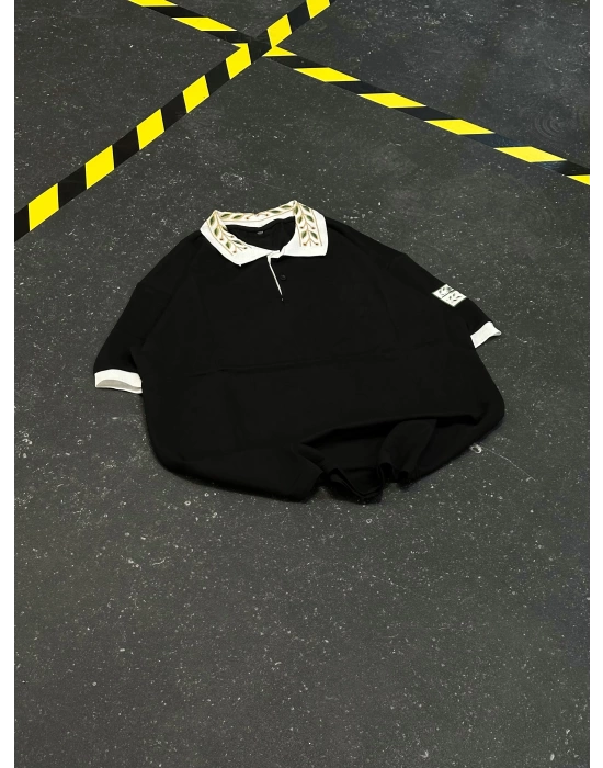 CS Polo Yaka Oversize Unisex Tshirt - Siyah