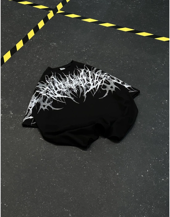 Grey Art Oversize Unisex Tshirt - Siyah