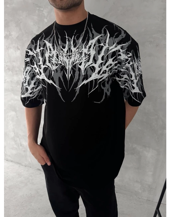 Grey Art Oversize Unisex Tshirt - Siyah