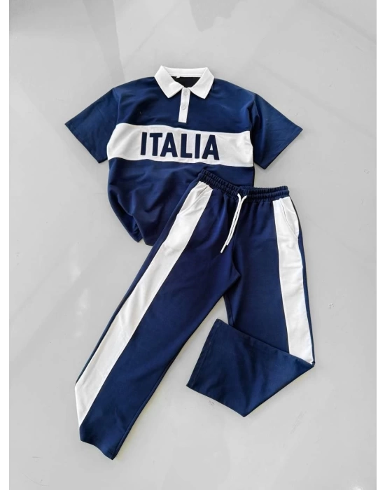 İTL Polo Yaka Unisex Eşofman Takımı - Lacivert