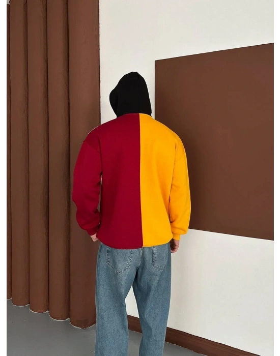 Maskeli Taraftar Şardonlu Hoodie-Sarı Kırmızı