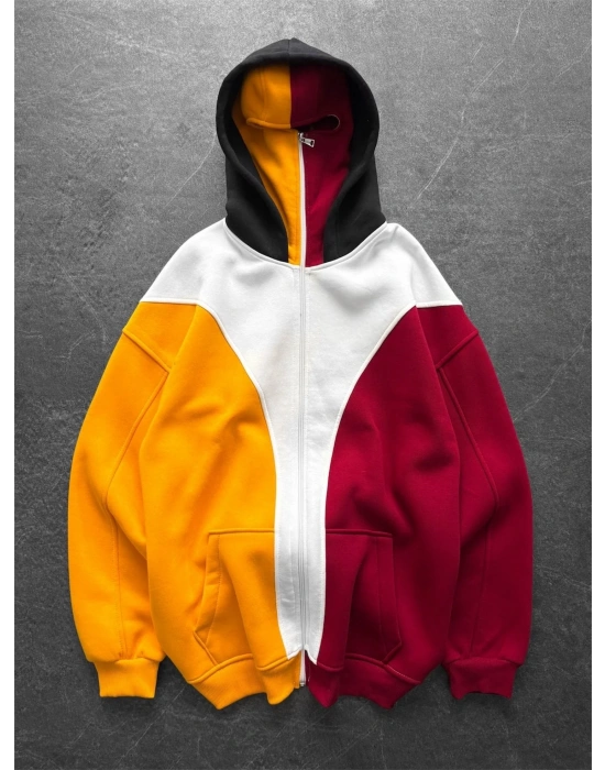 Maskeli Taraftar Şardonlu Hoodie-Sarı Kırmızı