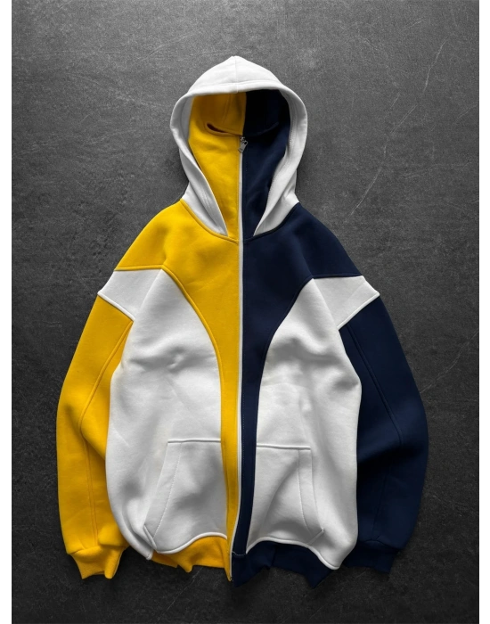 Maskeli Taraftar Şardonlu Hoodie-Sarı Lacivert
