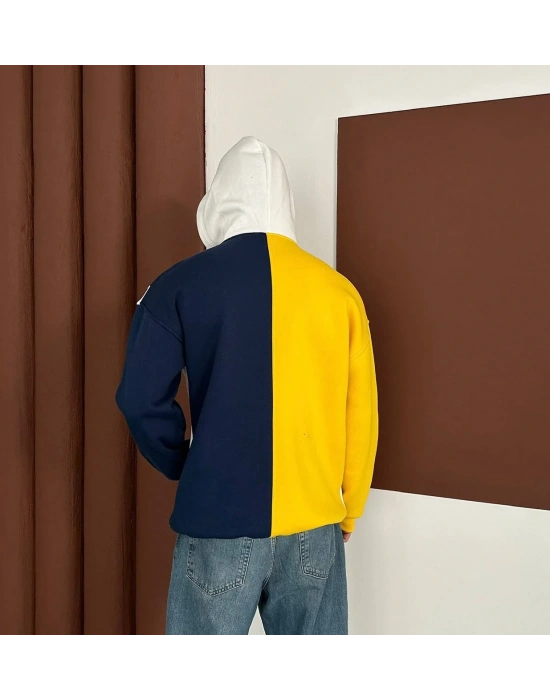 Maskeli Taraftar Şardonlu Hoodie-Sarı Lacivert