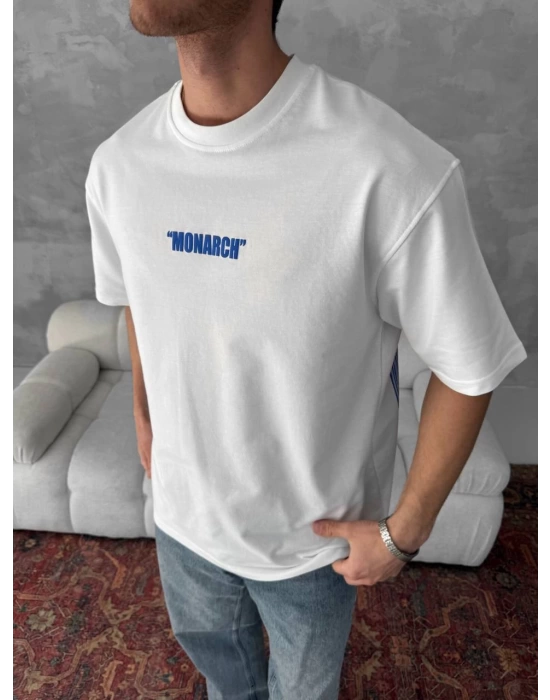 MNRC Sırt Baskı Unisex Tshirt - Mavi