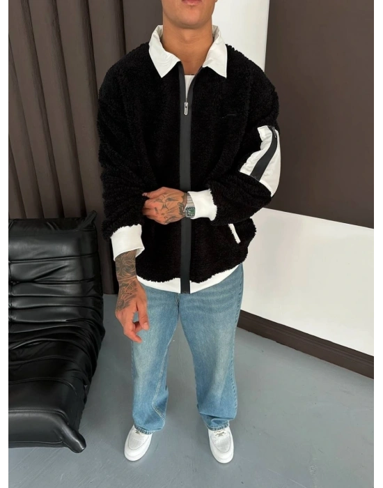 NK Unisex Peluş Ceket-Siyah