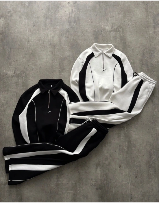 NK Yarım Fermuar Şardonlu Eşofman Takımı-Beyaz