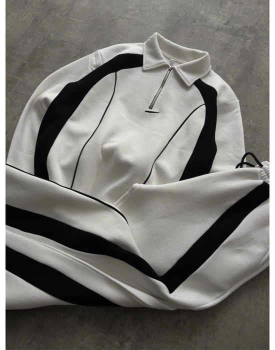 NK Yarım Fermuar Şardonlu Eşofman Takımı-Beyaz