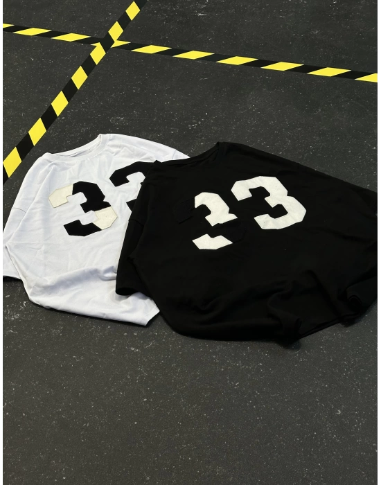 Ön Baskı 33 Unisex Oversize Tshirt - Beyaz