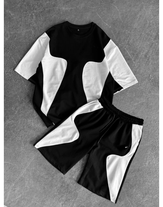 Parçalı NK Unisex Şortlu Takım - Siyah
