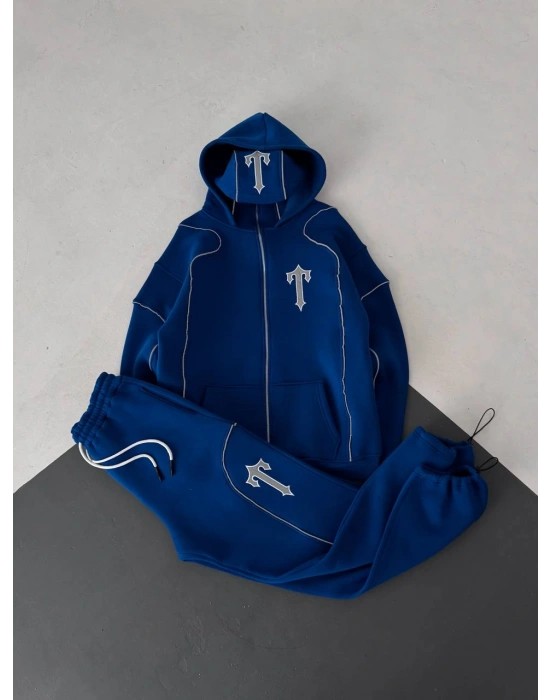 Reflektörlü Maskeli Unisex Eşofman Takımı-Lacivert