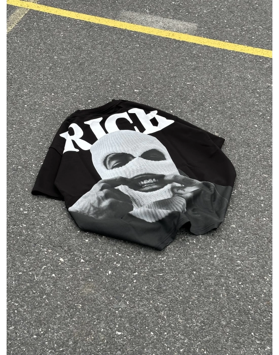 Rich Sırt Baskılı Unisex Tshirt - Siyah