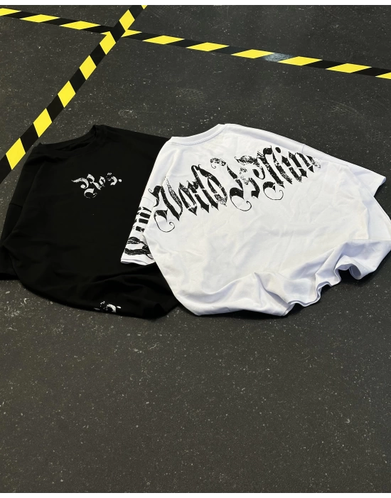 Ros Baskılı Unisex Oversize Tshirt - Beyaz