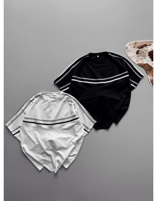 Şeritli Oversize Unisex Tshirt - BES
