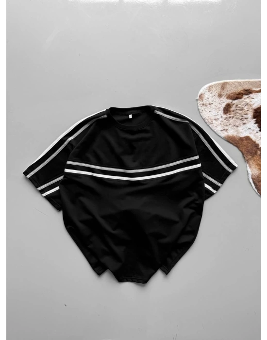 Şeritli Oversize Unisex Tshirt - BES