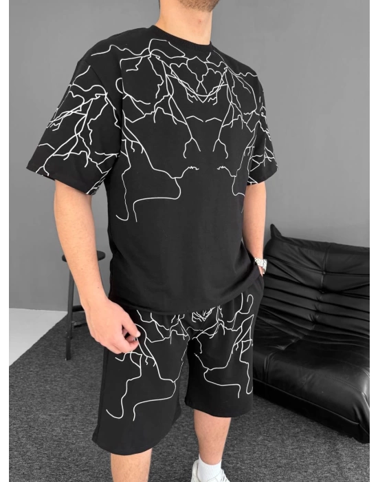 Şimşek Desen Unisex Şortlu Takım