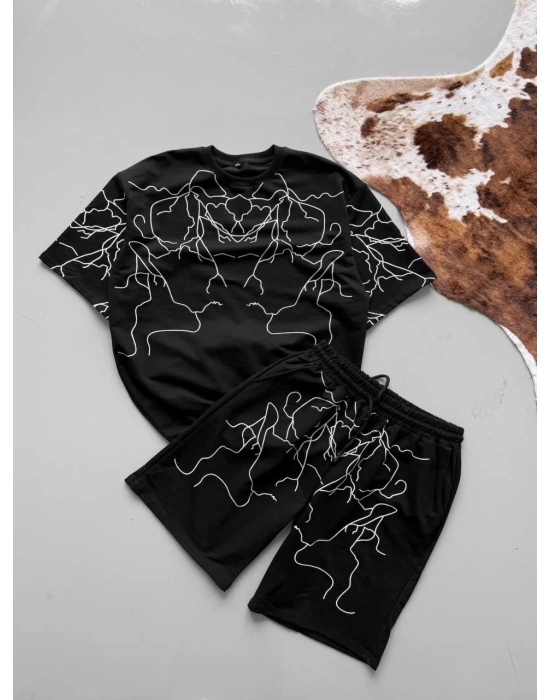 Şimşek Desen Unisex Şortlu Takım