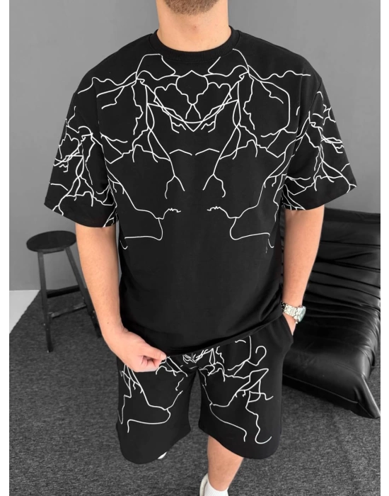 Şimşek Desen Unisex Şortlu Takım
