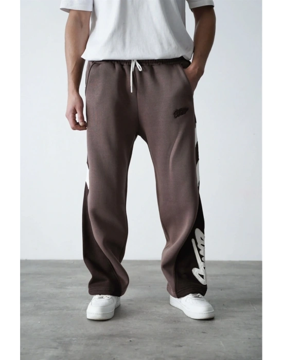 SW Parçalı Şardonlu Unisex Eşofman-Kahverengi