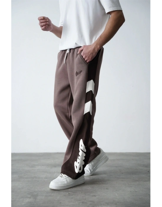 SW Parçalı Şardonlu Unisex Eşofman-Kahverengi