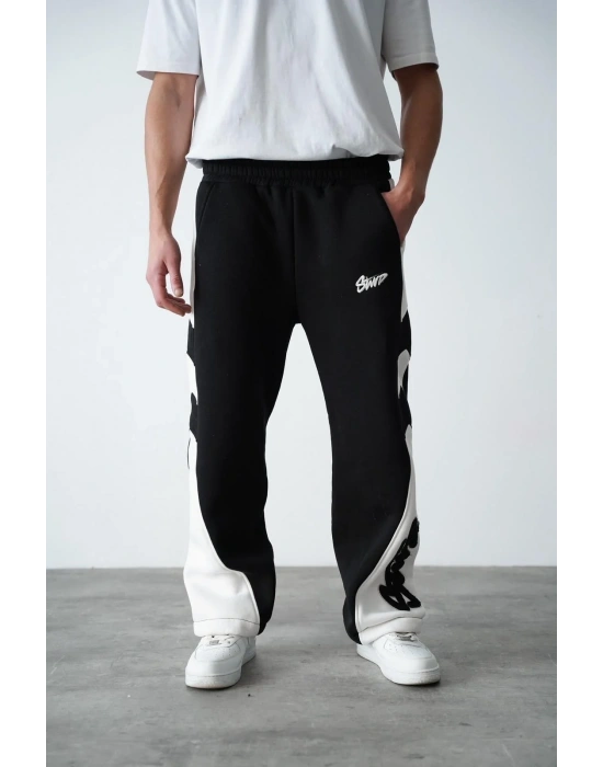 SW Parçalı Şardonlu Unisex Eşofman-Siyah