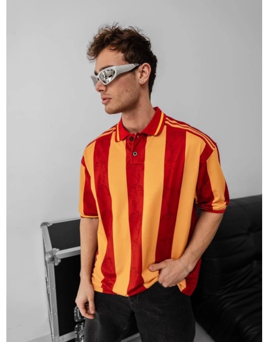 Taraftar Unisex Polo Yaka Tshirt - Sarı Kırmızı