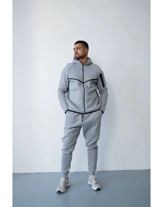 Tech Premium Şardonlu Eşofman Takımı-Gri