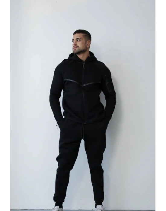 Tech Premium Şardonlu Eşofman Takımı-Siyah