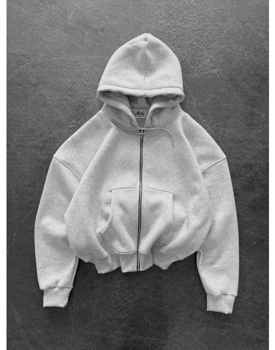 Yarasa Kalıp Şardonlu Unisex Hırka-Gri