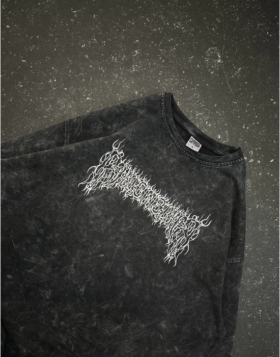 Yıkamalı Ön Desen Oversize Unisex Tshirt