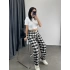 Ekose Desen Unisex Baggy Eşofman - Siyah