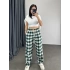 Ekose Desen Unisex Baggy Eşofman - Yeşil